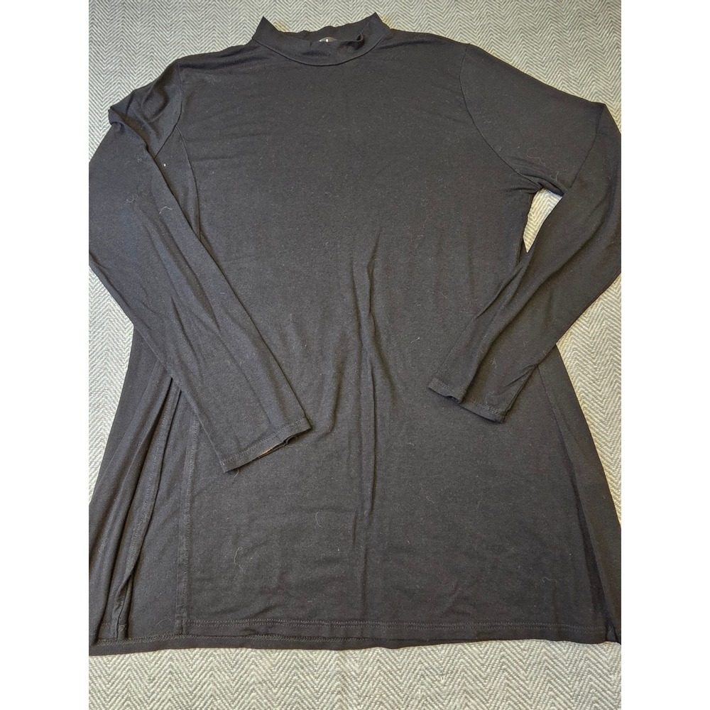 Lulus Tunic Top Womens XL Black Side Slits Casual Long Sleeve Mock Neck Pullover